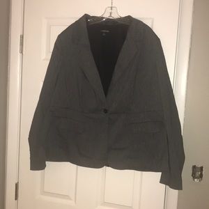 Gray pinstripe peplum suit jacket